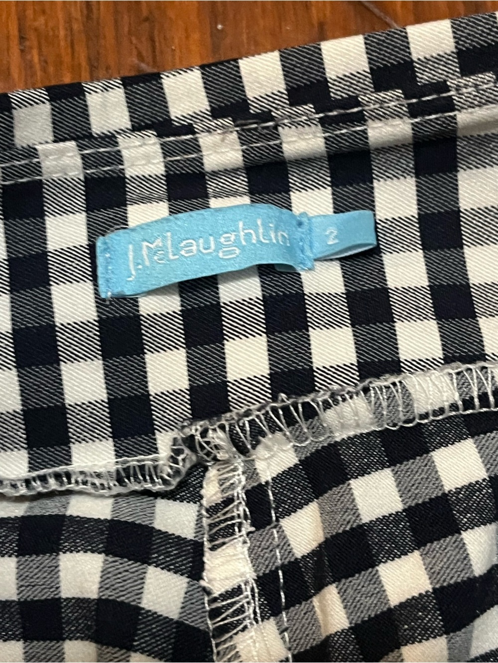 J. McLaughlin Women’s Navy and White Gingham Pull On Dress Pants Size 2 - Picture 3 of 7